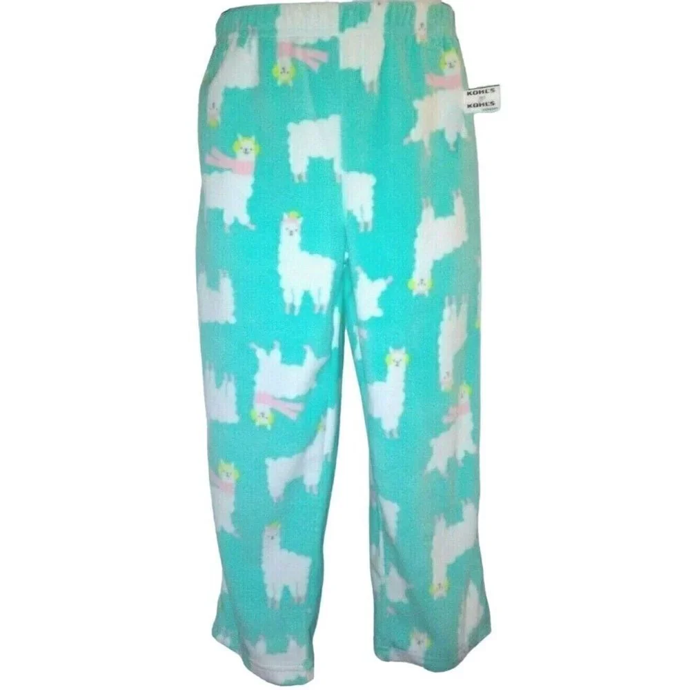 Carter's Girls Fleece Pajamas Pants Size 5 Liama Green White